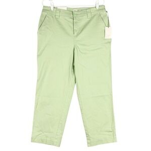 A‎ New Day Women's Stretch Straight Leg High Rise Green Crop Pants Size 12R NWT